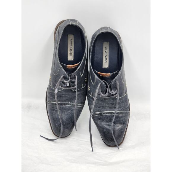 Steve Madden Shoes Mens 12 Leather Dress Cap Toe Lace Modern Gentleman Derby - Picture 11 of 13